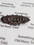 Antique Sterling Silver "Nellie" Name Brooch, Edwardian Floral Engraved Pin __etsy:7943411261