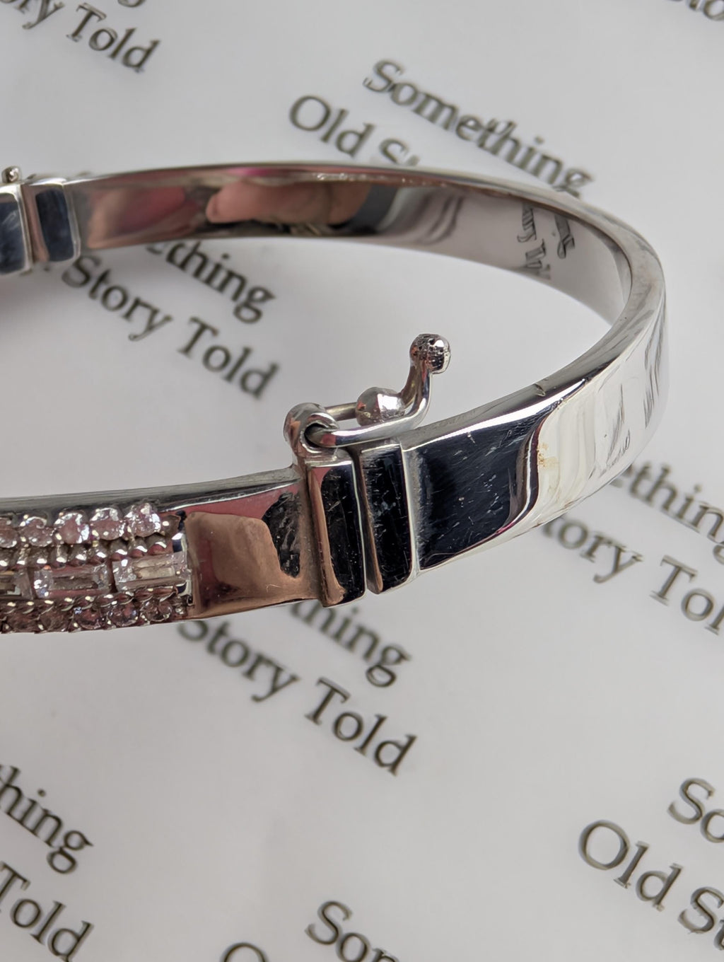 Sterling Silver Infinity Bangle Bracelet, Vintage 925 Clear Cubic Zirconia Twist Hinged Bangle, Box Clasp Safety Latch Bridal Sparkle __etsy:8163764013