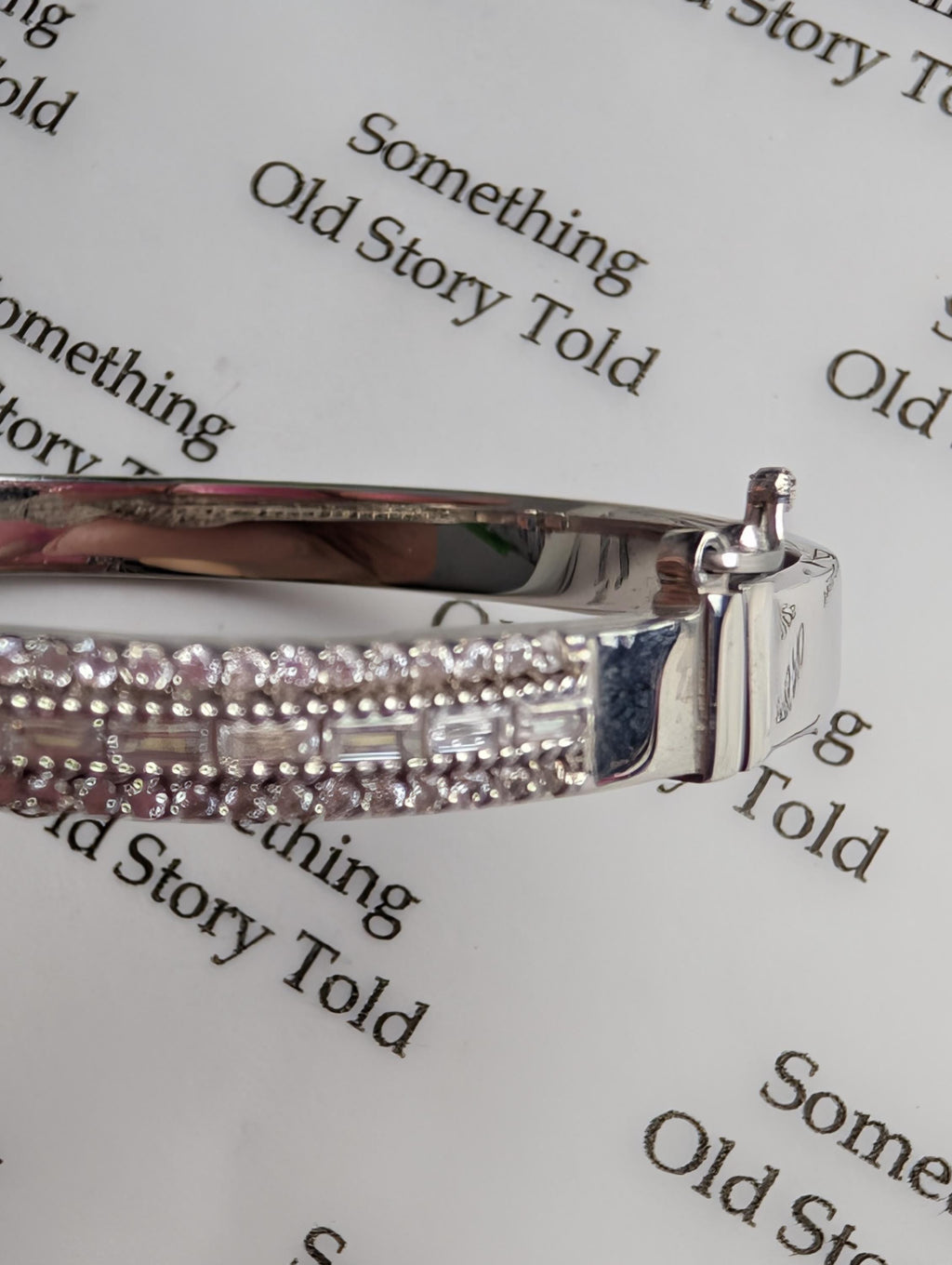 Sterling Silver Infinity Bangle Bracelet, Vintage 925 Clear Cubic Zirconia Twist Hinged Bangle, Box Clasp Safety Latch Bridal Sparkle __etsy:8163763839