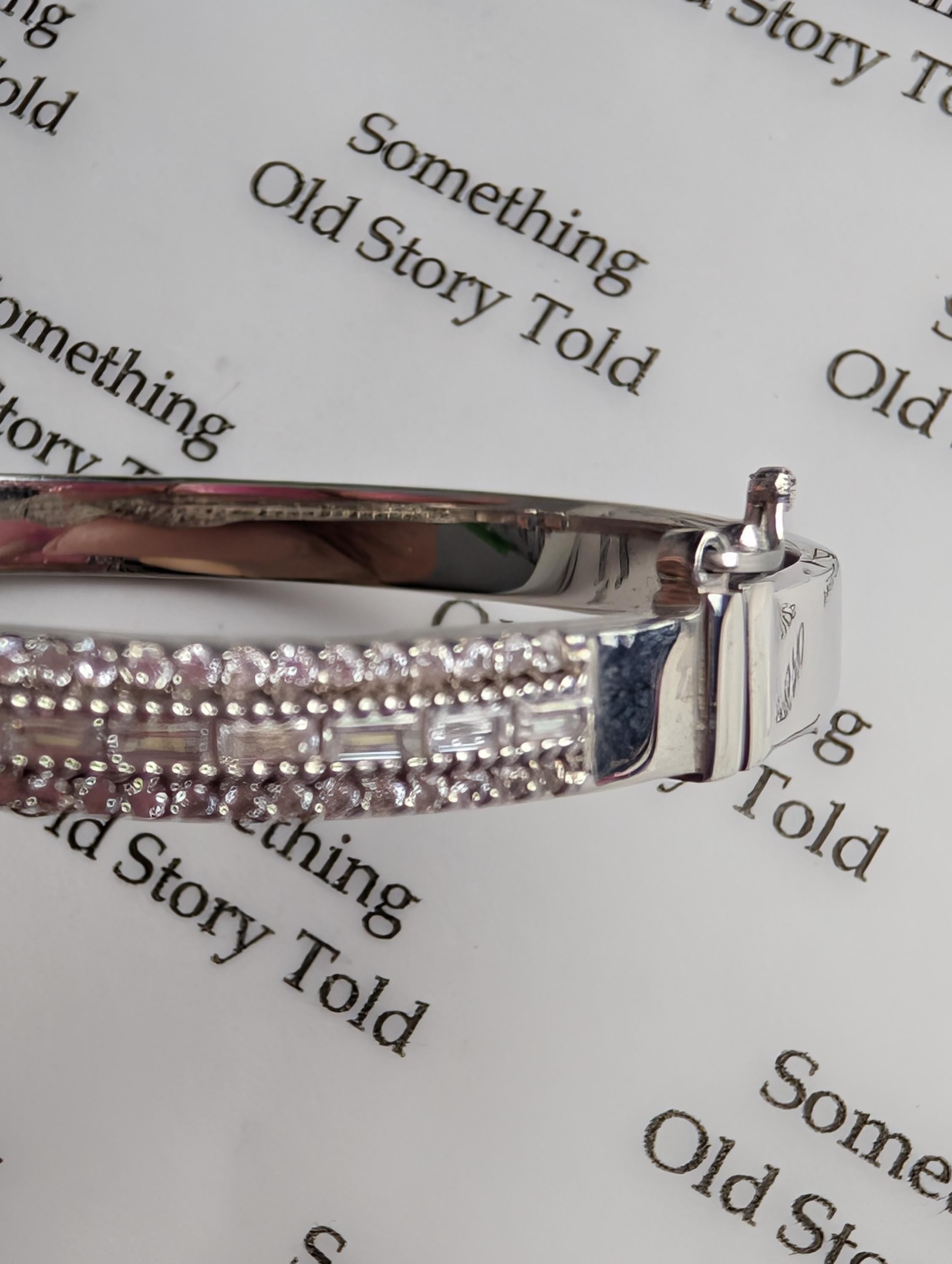 Sterling Silver Infinity Bangle Bracelet, Vintage 925 Clear Cubic Zirconia Twist Hinged Bangle, Box Clasp Safety Latch Bridal Sparkle __etsy:8163763839
