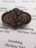 Victorian Sterling Silver Brooch, Hand Engraved Rose Design, 1884 Birmingham Hallmark __etsy:8035174905