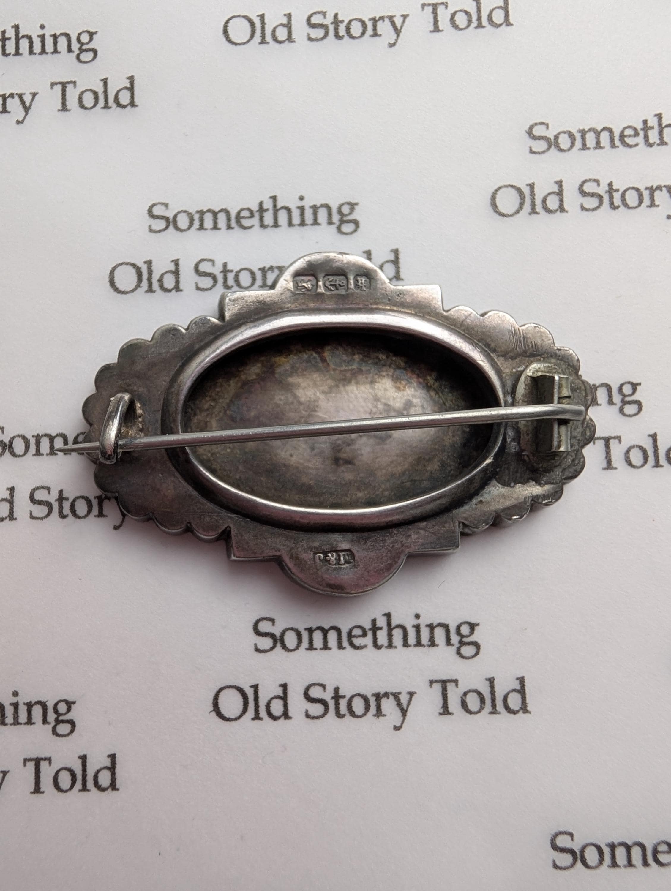 Victorian Sterling Silver Brooch, Hand Engraved Rose Design, 1884 Birmingham Hallmark __etsy:7998392634