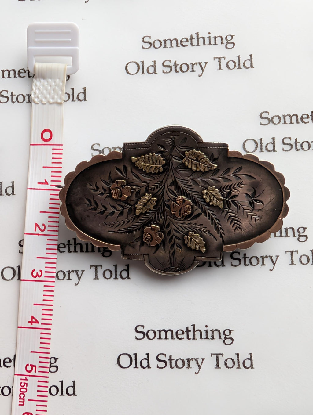 Victorian Sterling Silver Brooch, Hand Engraved Rose Design, 1884 Birmingham Hallmark __etsy:8046327353
