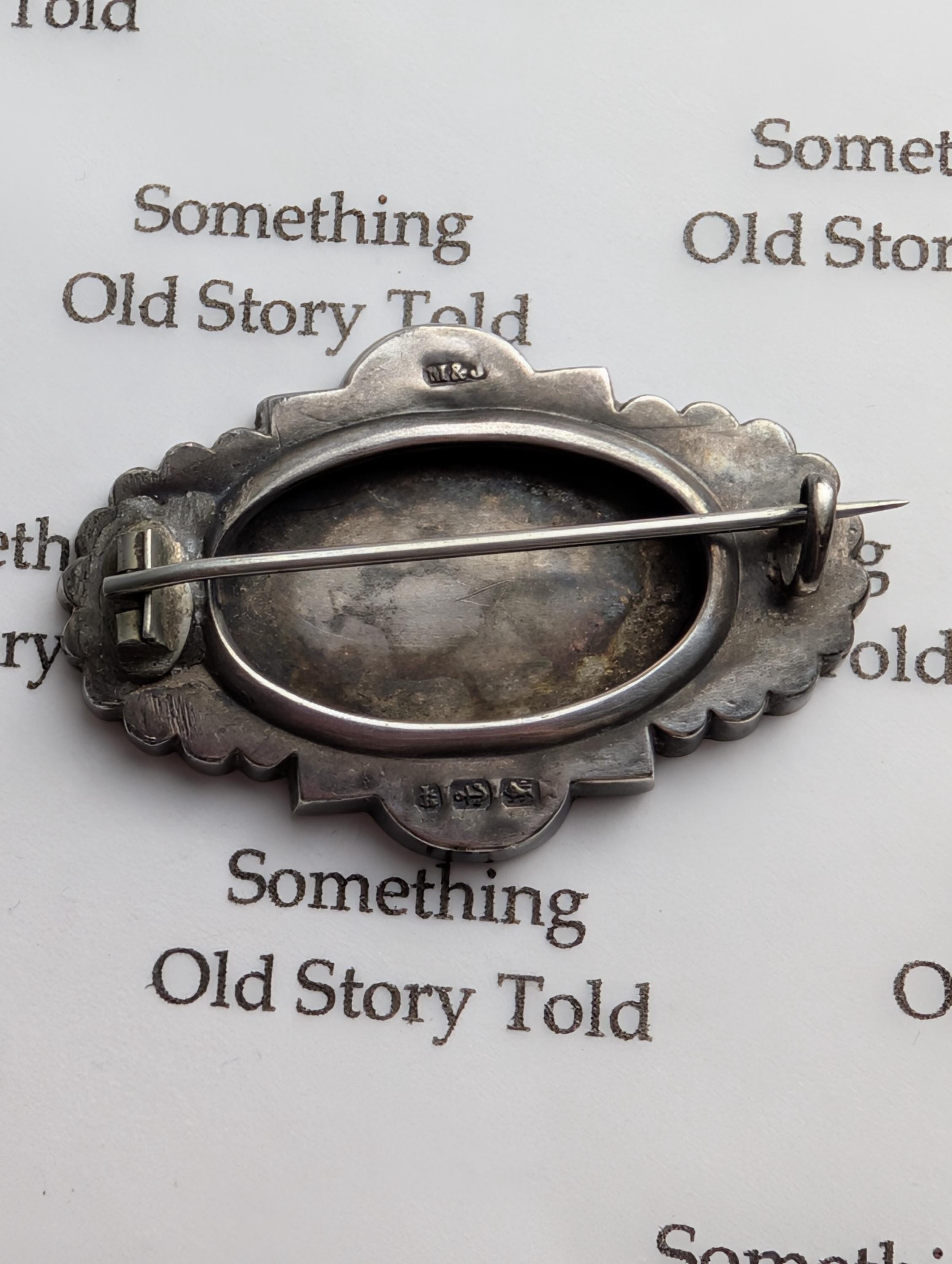 Victorian Sterling Silver Brooch, Hand Engraved Rose Design, 1884 Birmingham Hallmark __etsy:7998392748
