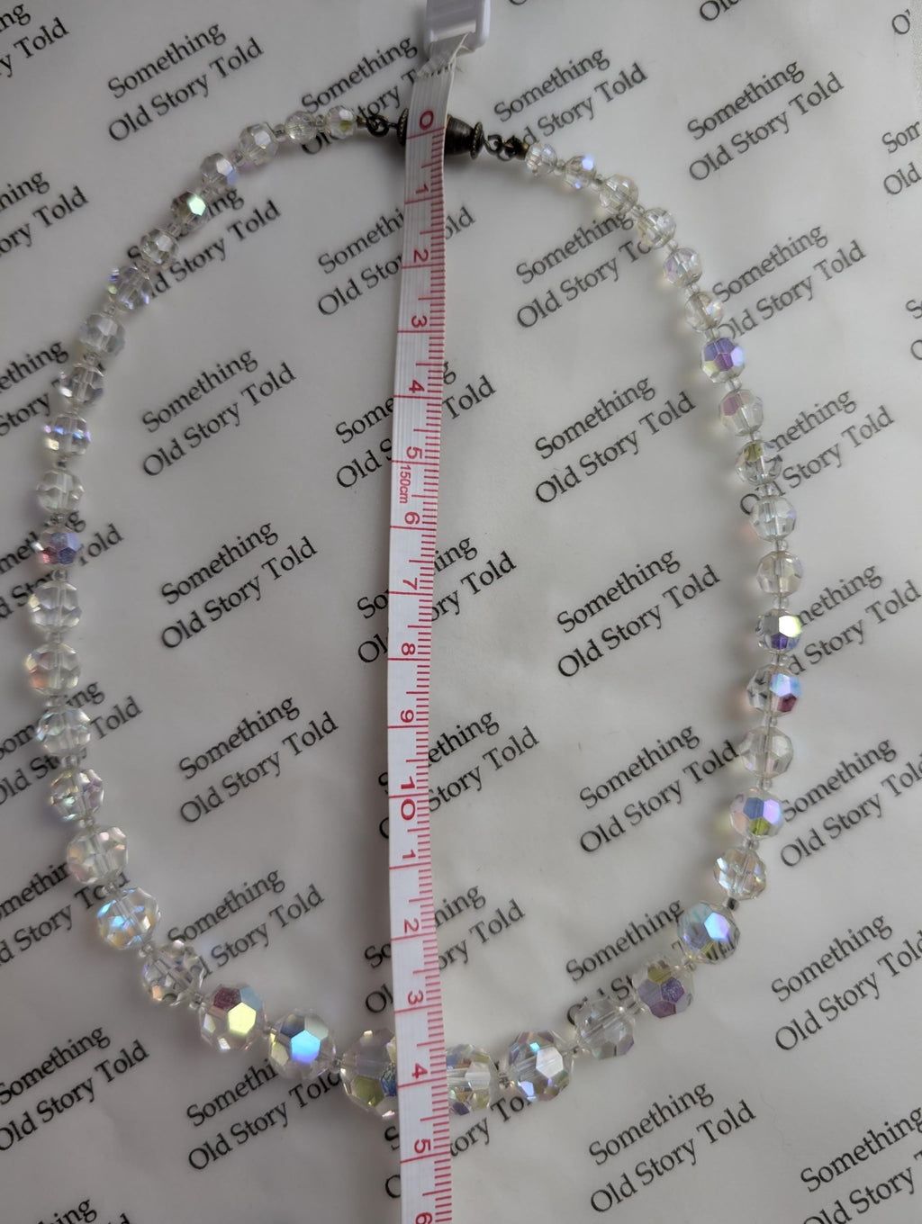 Vintage Aurora Borealis Crystal Choker Necklace, Graduated Faceted Glass Bead Strand, Iridescent Shimmer Necklace, Rhinestone Barrel Clasp __etsy:8123940510