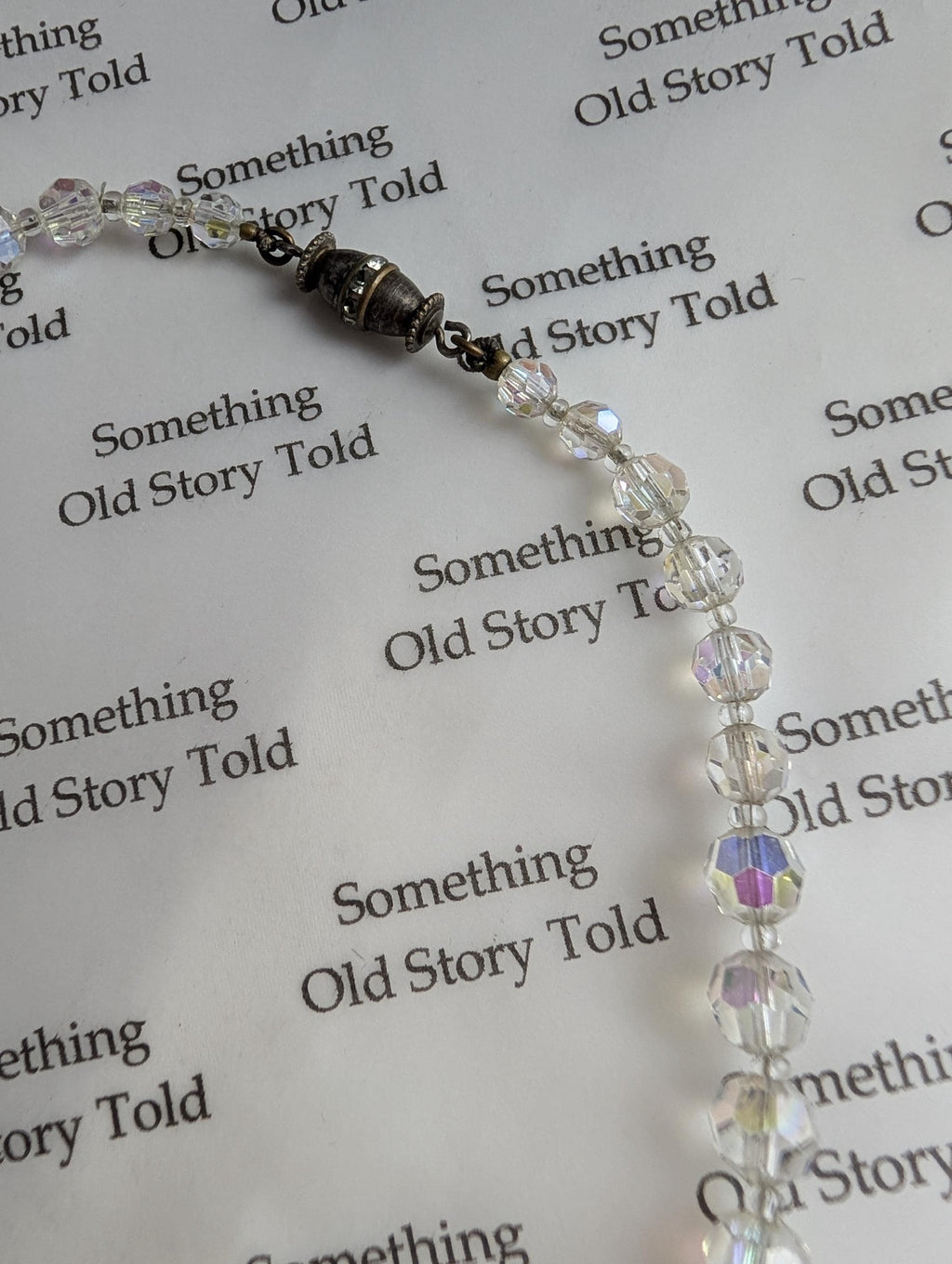 Vintage Aurora Borealis Crystal Choker Necklace, Graduated Faceted Glass Bead Strand, Iridescent Shimmer Necklace, Rhinestone Barrel Clasp __etsy:8171851275
