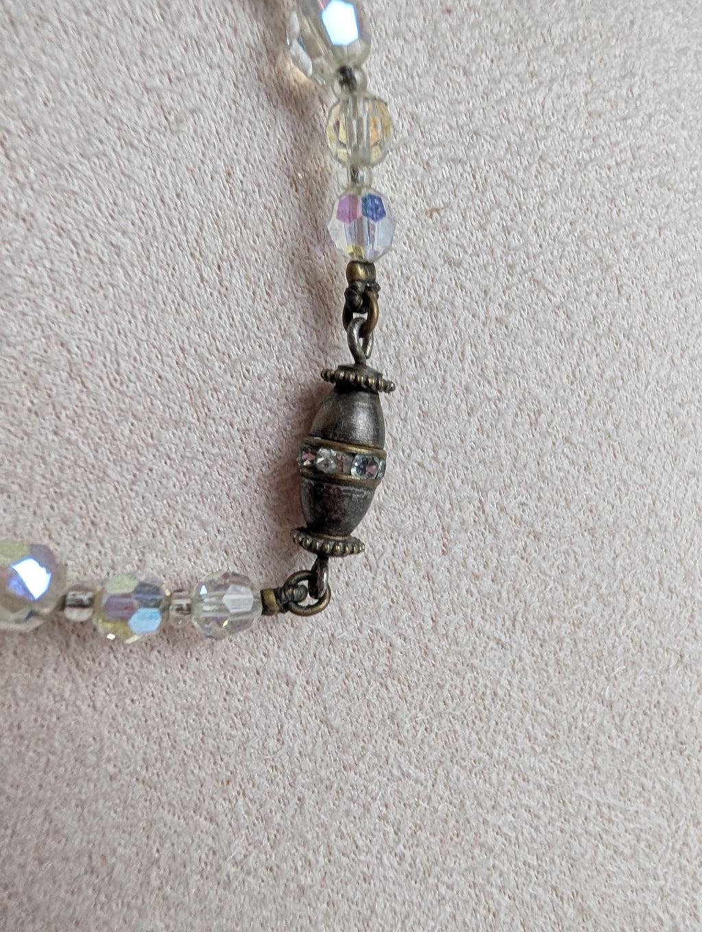 Vintage Aurora Borealis Crystal Choker Necklace, Graduated Faceted Glass Bead Strand, Iridescent Shimmer Necklace, Rhinestone Barrel Clasp __etsy:8123940558