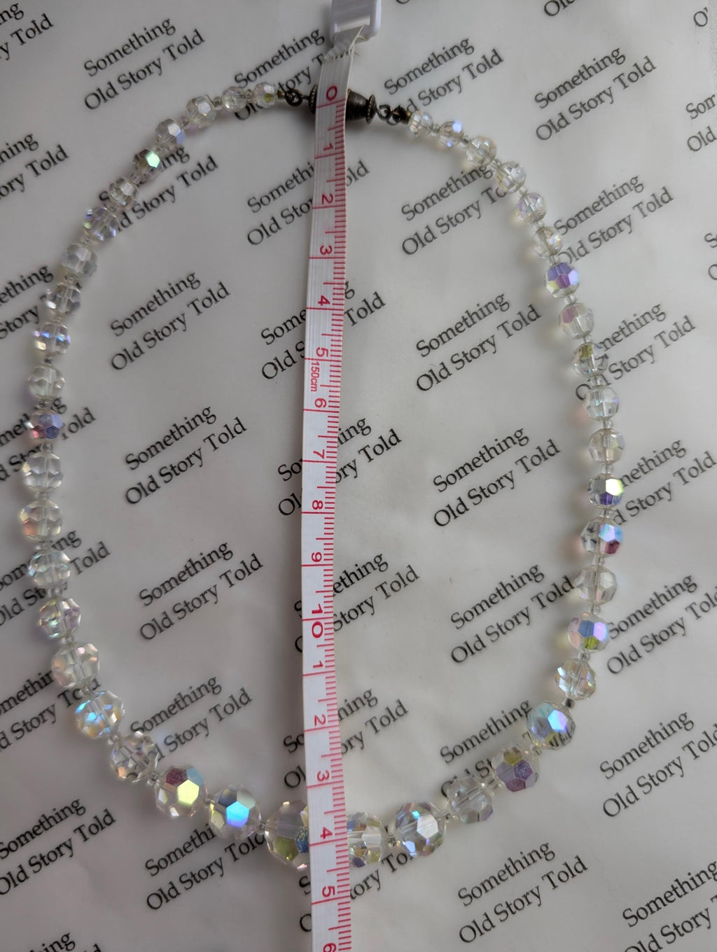 Vintage Aurora Borealis Crystal Choker Necklace, Graduated Faceted Glass Bead Strand, Iridescent Shimmer Necklace, Rhinestone Barrel Clasp __etsy:8123940562