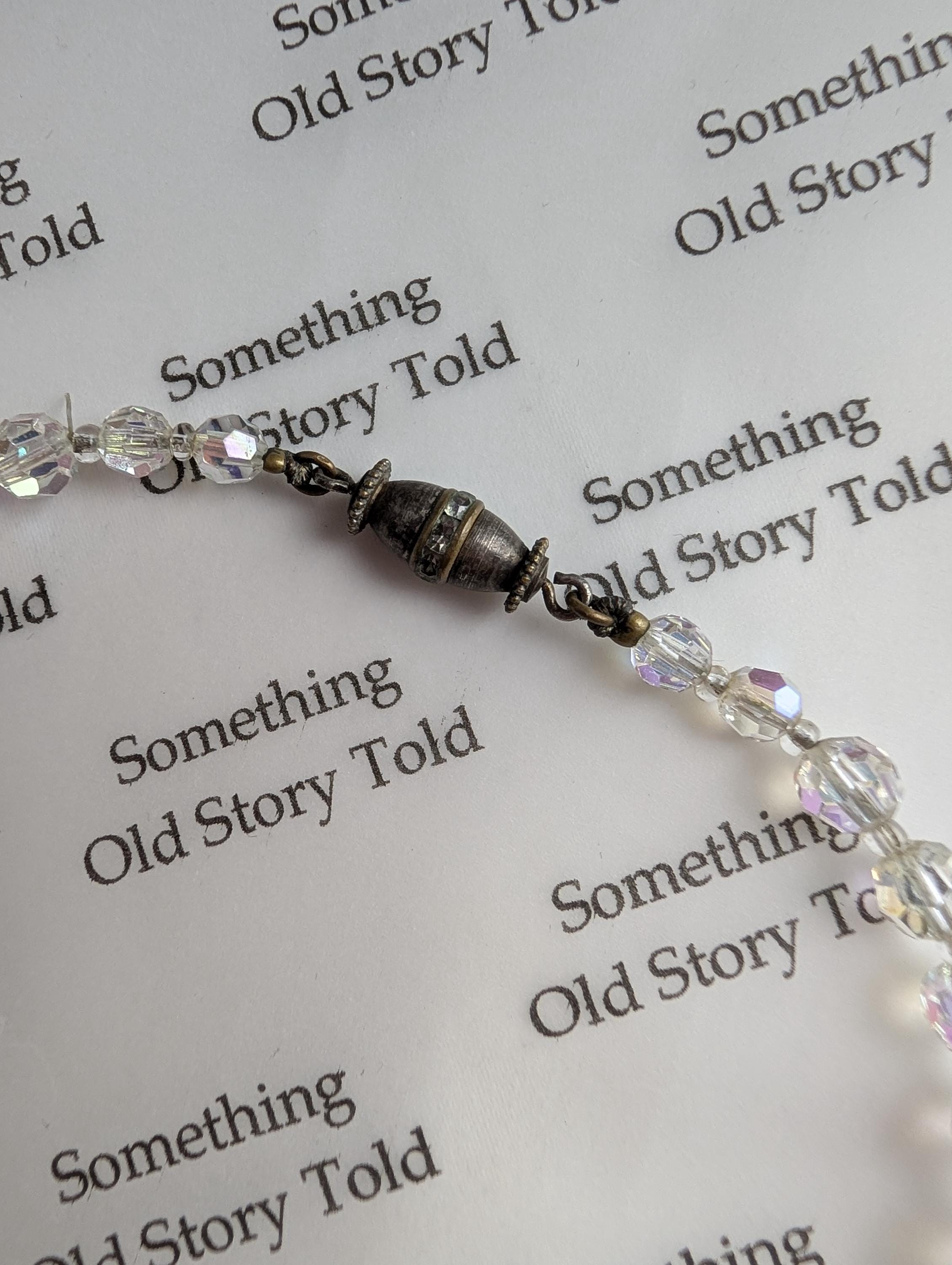 Vintage Aurora Borealis Crystal Choker Necklace, Graduated Faceted Glass Bead Strand, Iridescent Shimmer Necklace, Rhinestone Barrel Clasp __etsy:8123940594