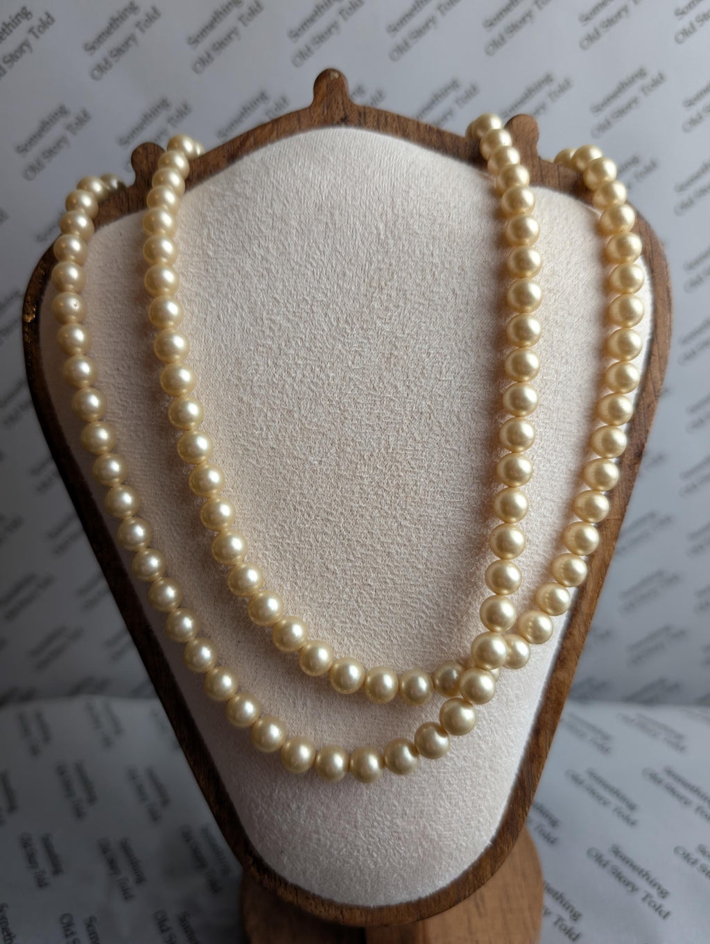 Vintage Double Strand Faux Pearl Necklace | Art Deco Style Rhinestone Clasp | Mid-Century Classic Jewelry __etsy:8003145136