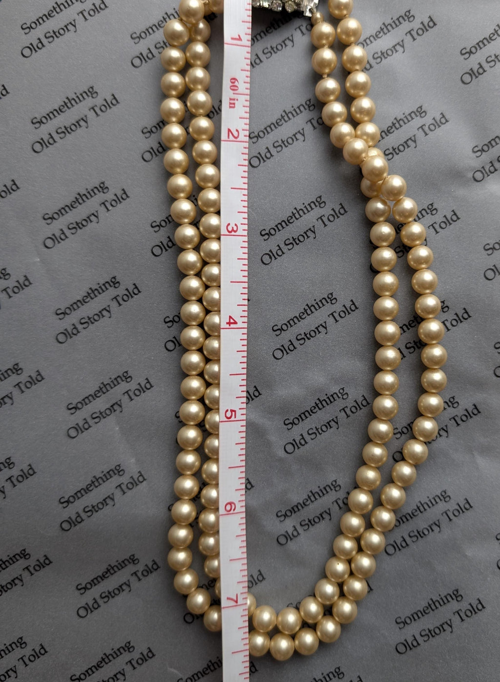 Vintage Double Strand Faux Pearl Necklace | Art Deco Style Rhinestone Clasp | Mid-Century Classic Jewelry __etsy:8051068055
