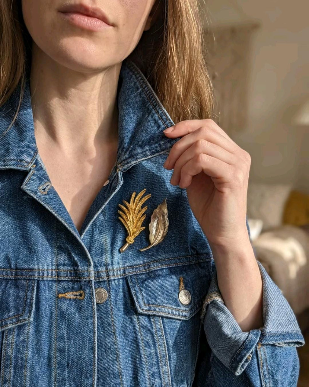 Vintage Gold Tone Leaf & Feather Brooch Set – Avon, La Redoute Costume Jewelry __etsy:7982917077