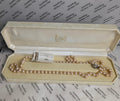 Vintage Lotus Simulated Pearl Necklace, Silver Floral Clasp, Cream Hardshell Box __etsy:8129940669