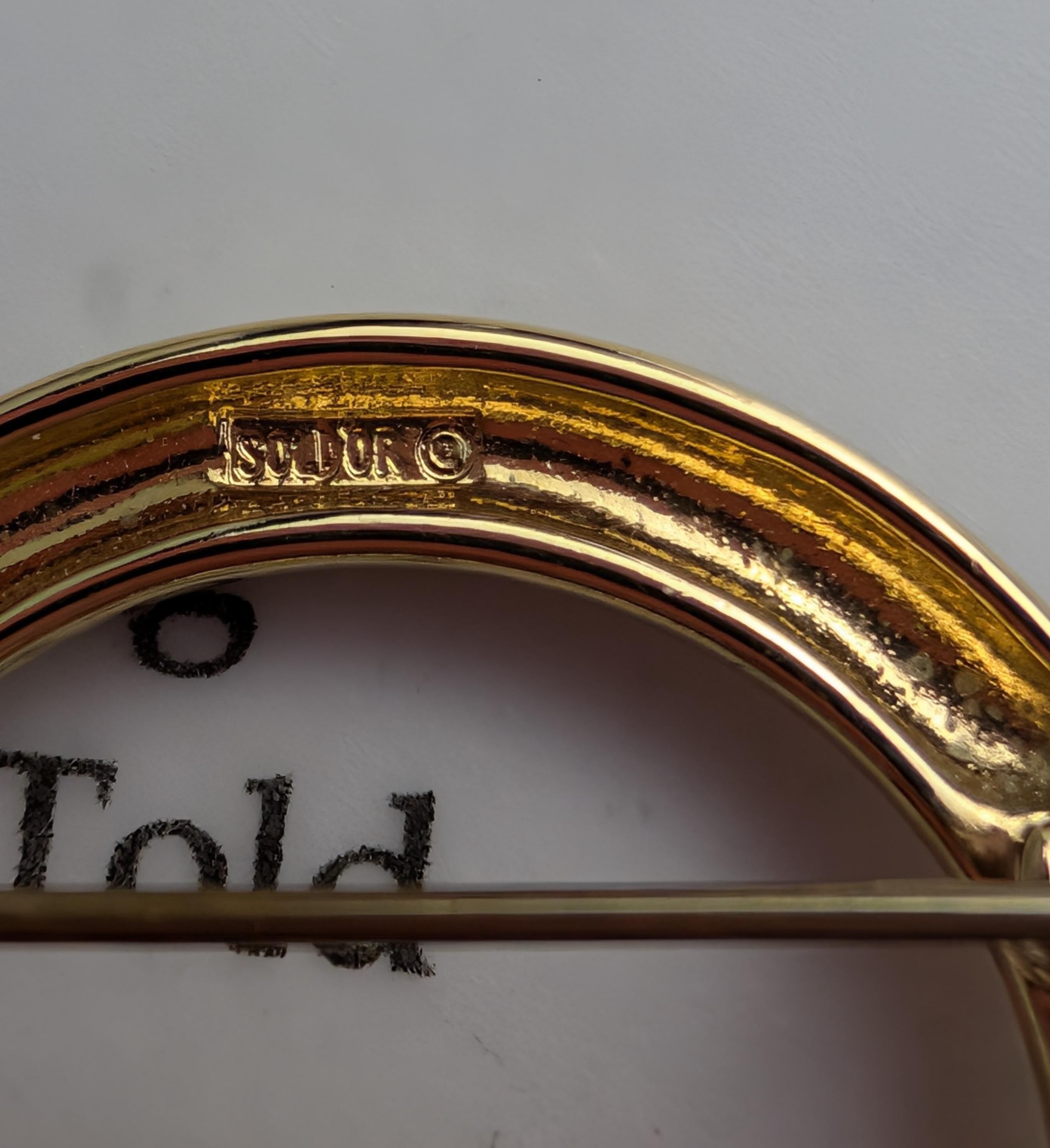 Vintage Sol D’or Claddagh Brooch: Emerald Green Heart, Gold Plated Irish Pin __etsy:8036969235