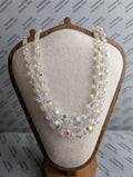 Vintage 1950s Aurora Borealis Crystal Necklace, Double Strand Bridal Jewelry __etsy:8021233851