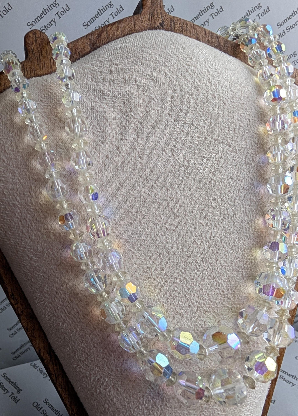 Vintage 1950s Aurora Borealis Crystal Necklace, Double Strand Bridal Jewelry __etsy:7973283950