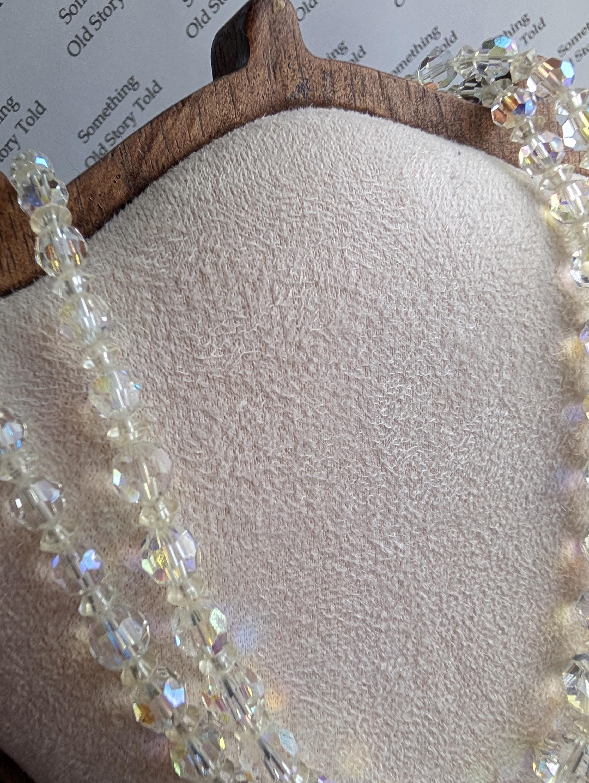 Vintage 1950s Aurora Borealis Crystal Necklace, Double Strand Bridal Jewelry __etsy:7973283994