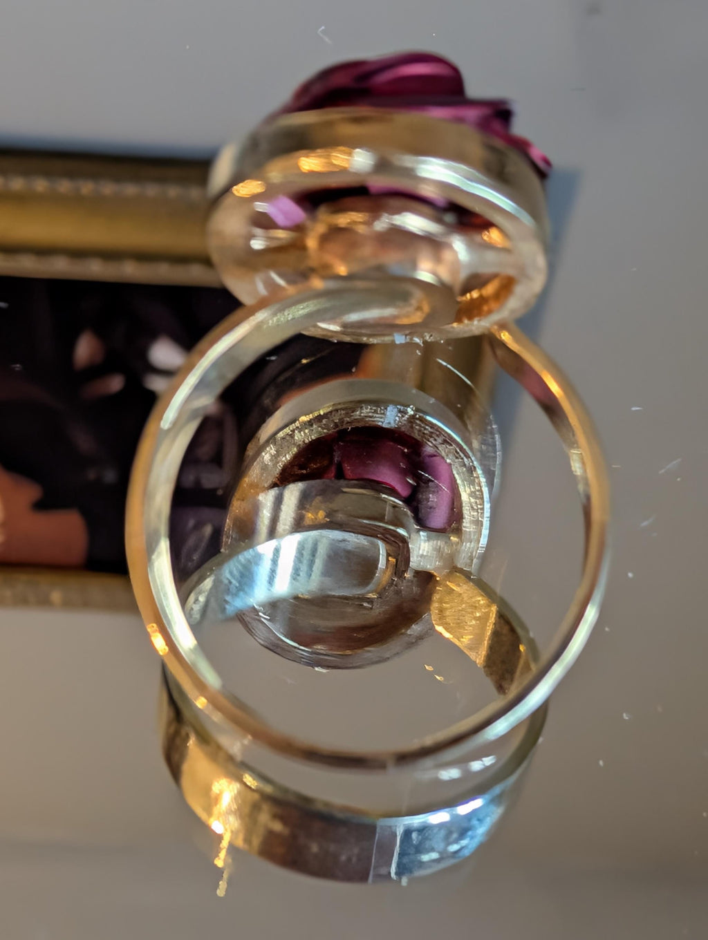 Vintage 1960s Gold Plated Rose Bangle Ring Set | Mid-Century Statement Jewellery __etsy:7746682737