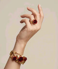Vintage 1960s Gold Plated Rose Bangle Ring Set | Mid-Century Statement Jewellery __etsy:7845593863