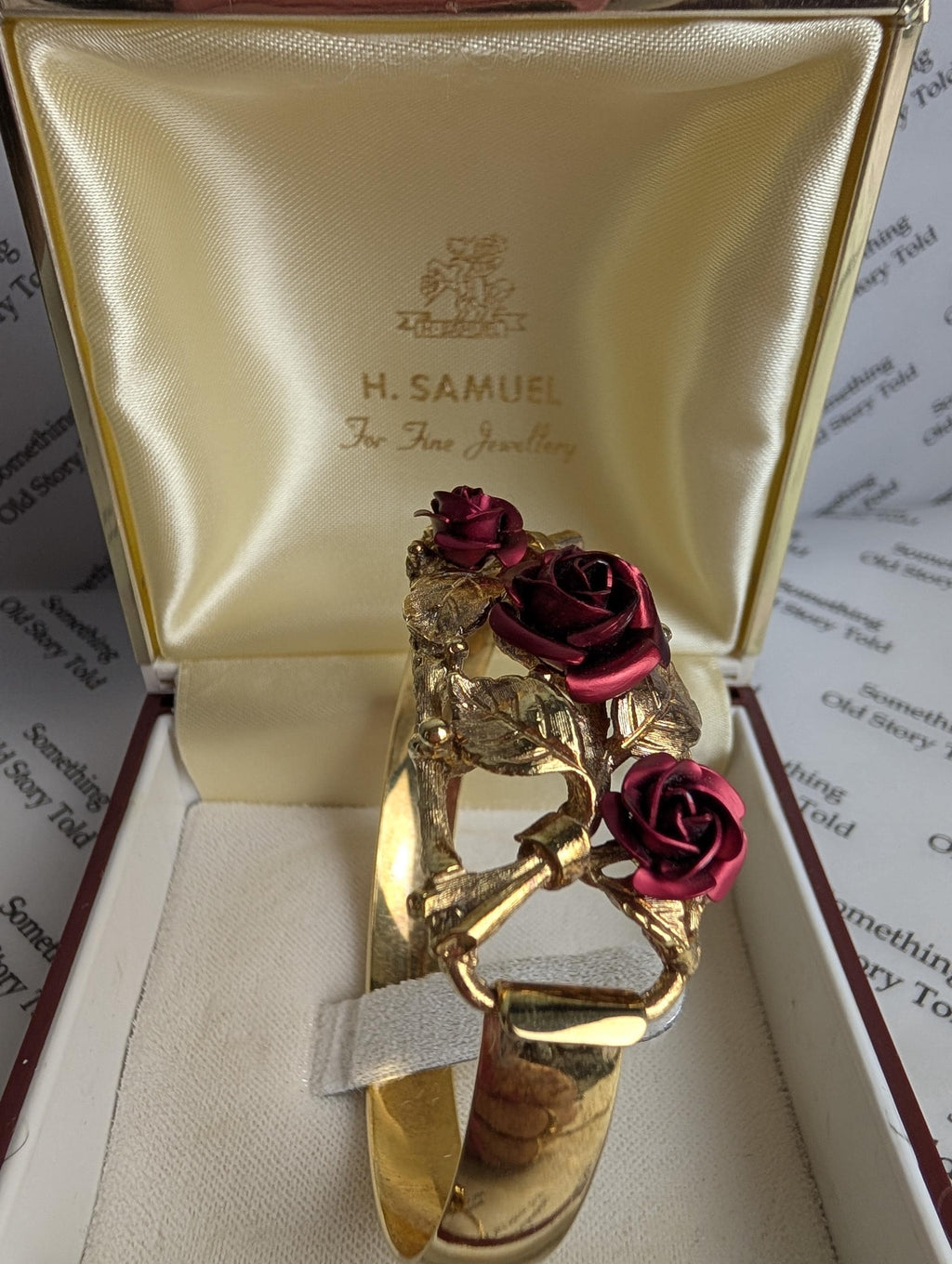 Vintage 1960s Gold Plated Rose Bangle Ring Set | Mid-Century Statement Jewellery __etsy:8118880203