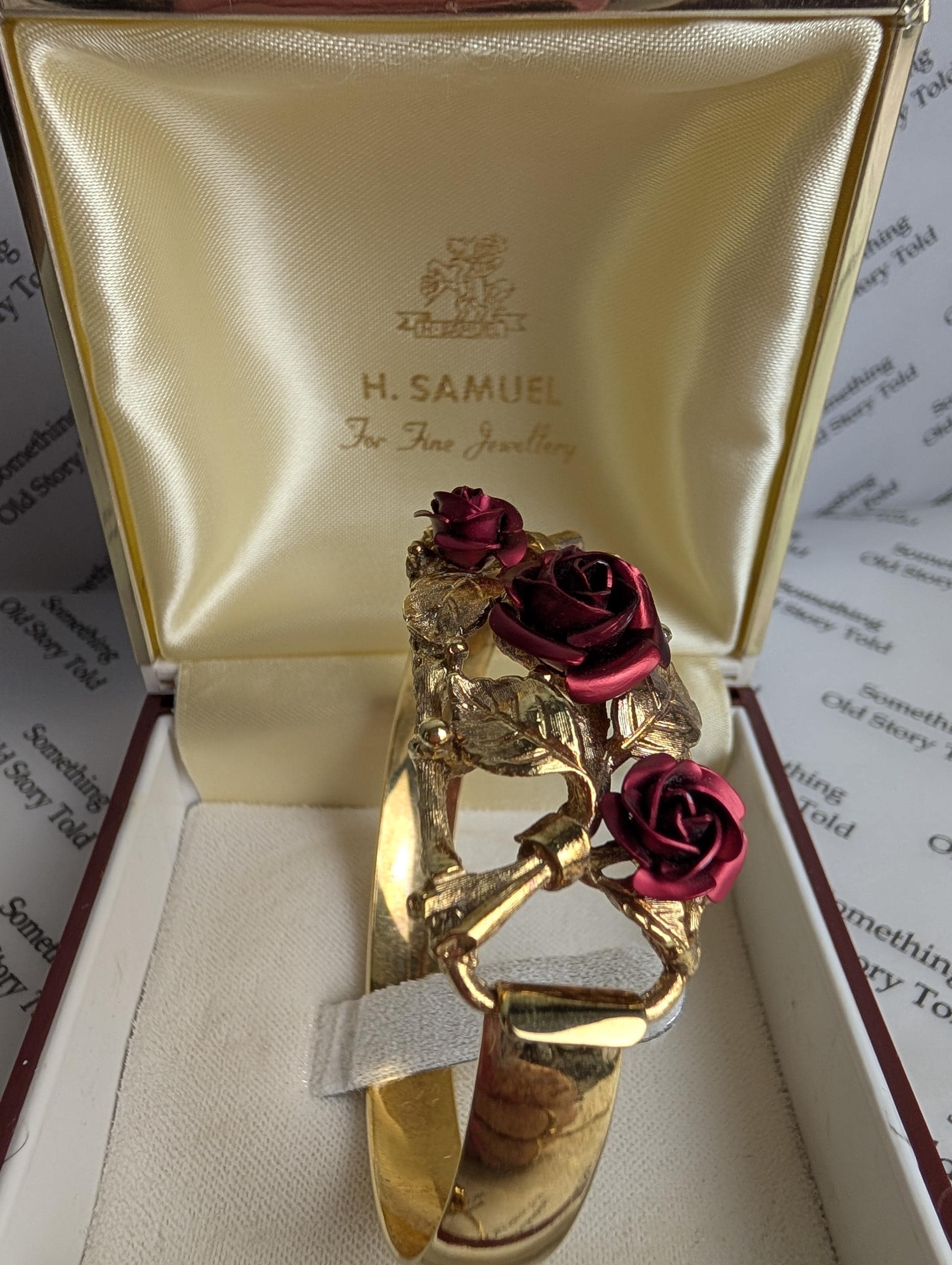 Vintage 1960s Gold Plated Rose Bangle Ring Set | Mid-Century Statement Jewellery __etsy:8118880203