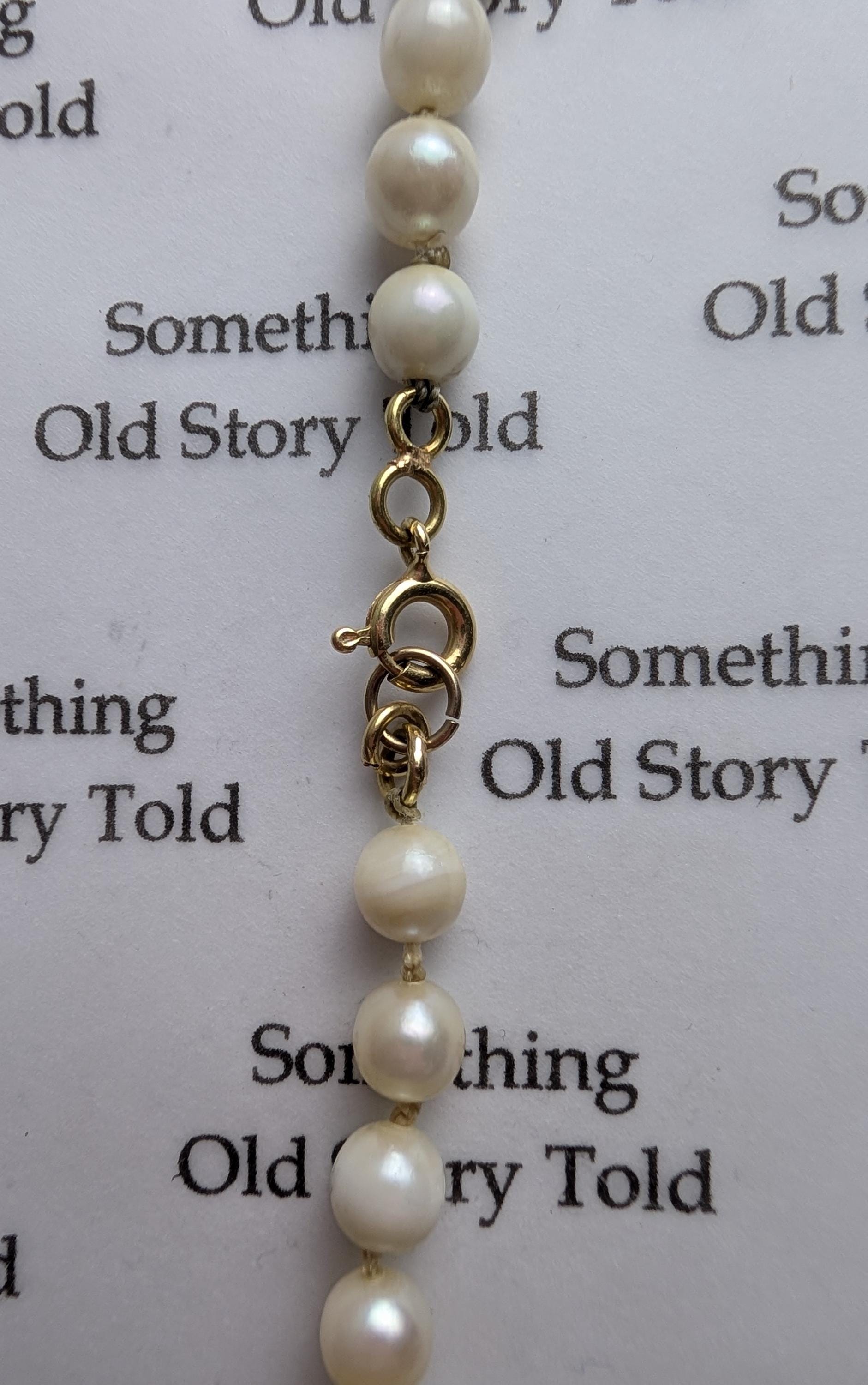 18ct Gold Cultured Pearl Necklace | Hand-Knotted Silk, 21.9g Clasp __etsy:7986412264