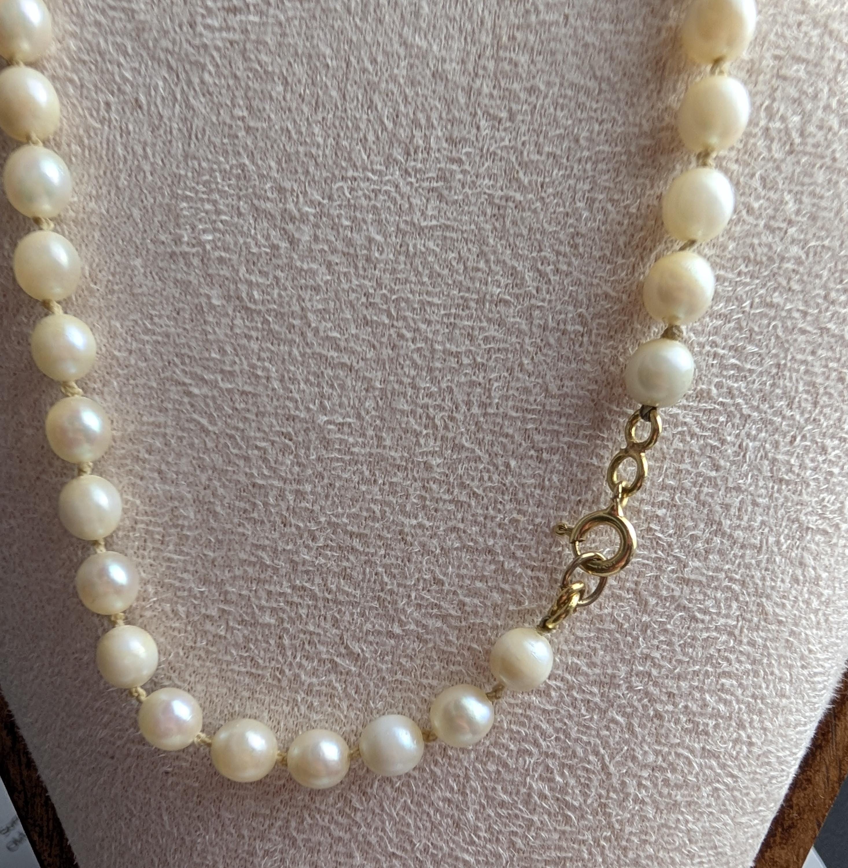 18ct Gold Cultured Pearl Necklace | Hand-Knotted Silk, 21.9g Clasp __etsy:8034352929